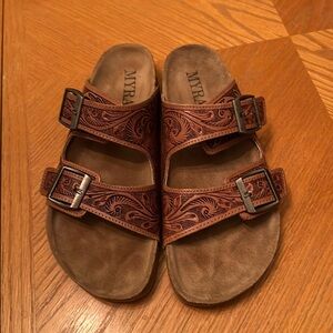 Myra leather tooled sandals